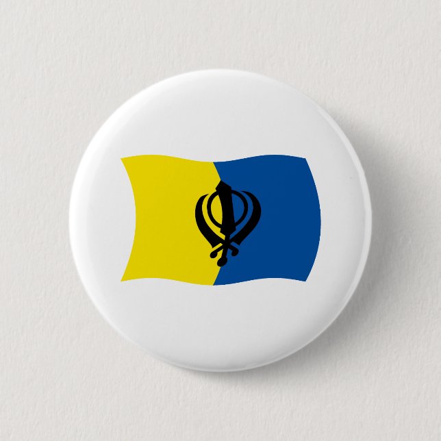 Badge Rond 5 Cm Bouton Drapeau Sikhisme (Devant)