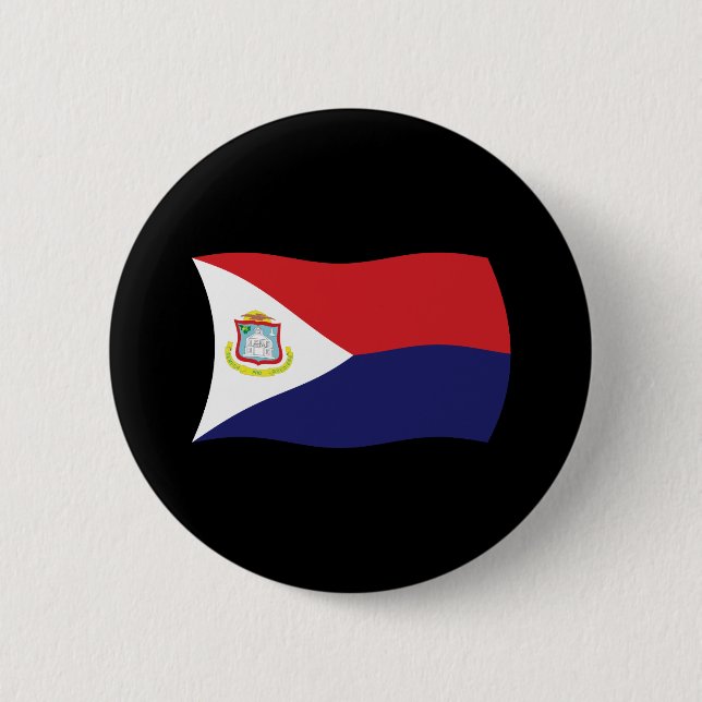 Badge Rond 5 Cm Bouton Drapeau Sint Maarten (Devant)