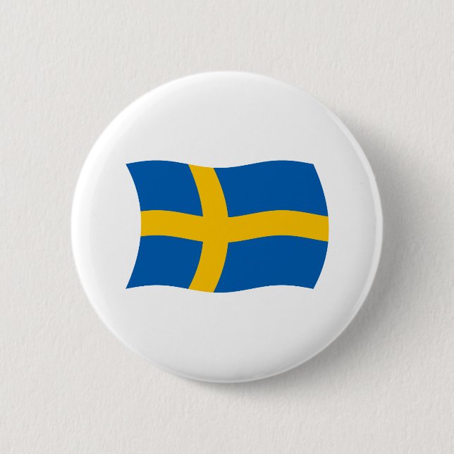Badge Rond 5 Cm Bouton Drapeau Suède (Devant)