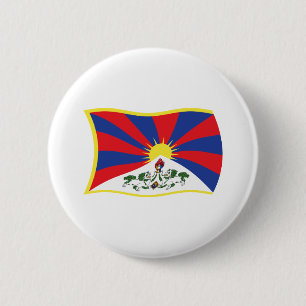 Badge Rond 5 Cm Bouton Drapeau Tibet
