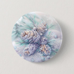Badge Rond 5 Cm Bouton Dreamy Christmas Pinecones