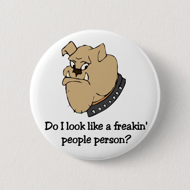 Badge Rond 5 Cm Bouton drôle de bouledogue (Devant)