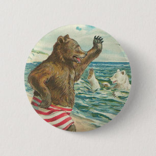 Badge Rond 5 Cm Bouton drôle victorien d'ours