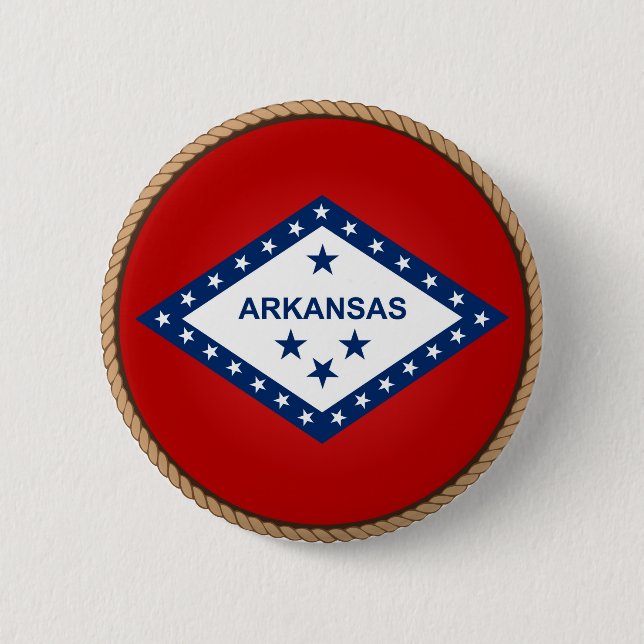 Badge Rond 5 Cm Bouton du drapeau de l'État de l'Arkansas (Devant)