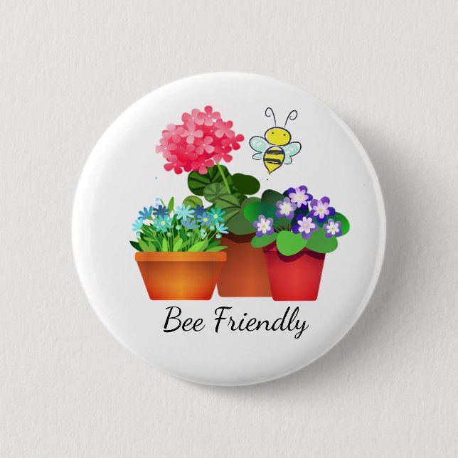 Badge Rond 5 Cm Bouton du jardin à fleurs pointillées (Devant)
