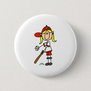 Badge Rond 5 Cm Bouton du joueur de softball féminin
