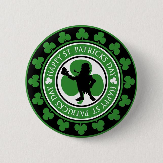 Badge Rond 5 Cm Bouton du jour de St Patrick heureux (Devant)