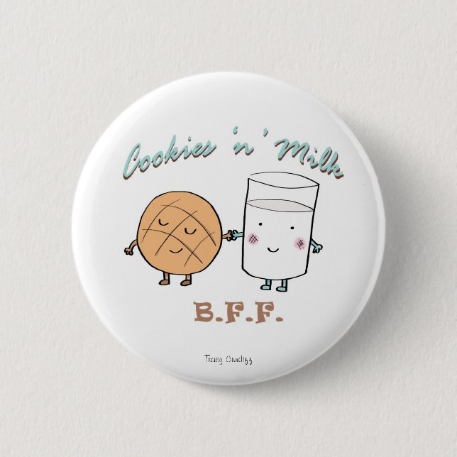Badge Rond 5 Cm Bouton du lait BFF des biscuits N (Devant)