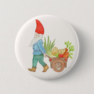 Badge Rond 5 Cm Bouton du marché d'agriculteurs de gnome