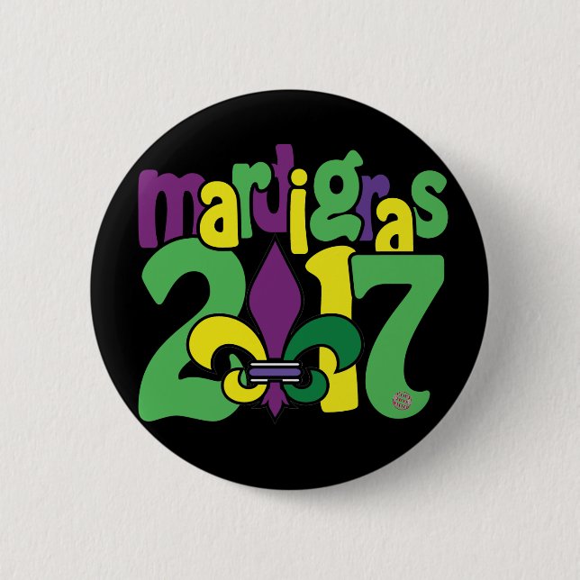 Badge Rond 5 Cm Bouton du mardi gras 2017 (Devant)