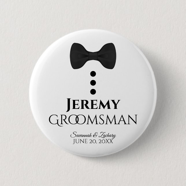 Badge Rond 5 Cm Bouton du Mariage Groomsman Nom Balise (Devant)