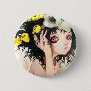 Badge Rond 5 Cm Bouton du nid de l'oiseau