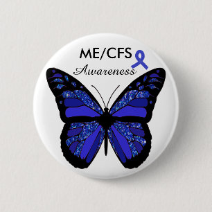 Badge Rond 5 Cm Bouton du papillon de sensibilisation du ME/CFS