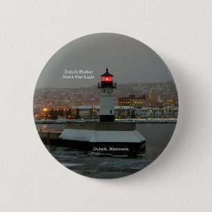 Badge Rond 5 Cm Bouton du phare de Duluth Harbor North Pier