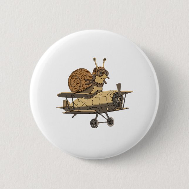 Badge Rond 5 Cm Bouton du pilote d'escargot (Devant)