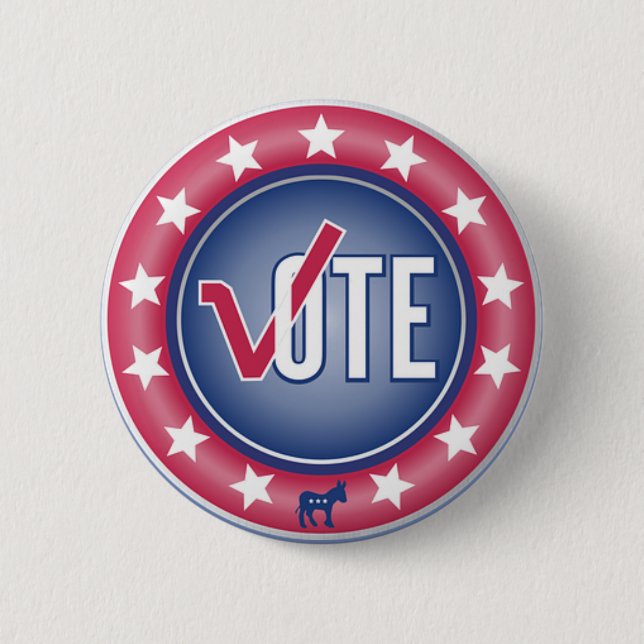 Badge Rond 5 Cm Bouton du symbole de l'âne du démocrate du vote pa (Devant)