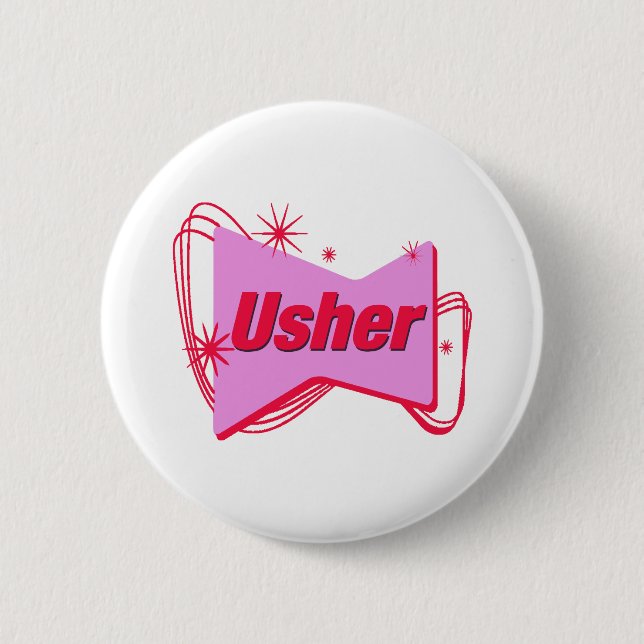 Badge Rond 5 Cm Bouton d'Usher de mariage (Devant)