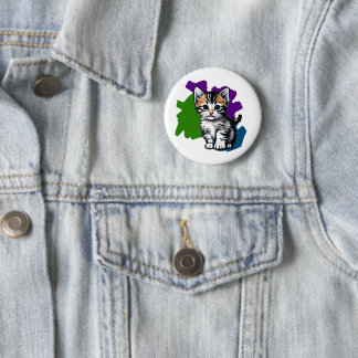 Badge Rond 5 Cm Bouton Éclaboussure d'Encre de Chat Mignon Coloré