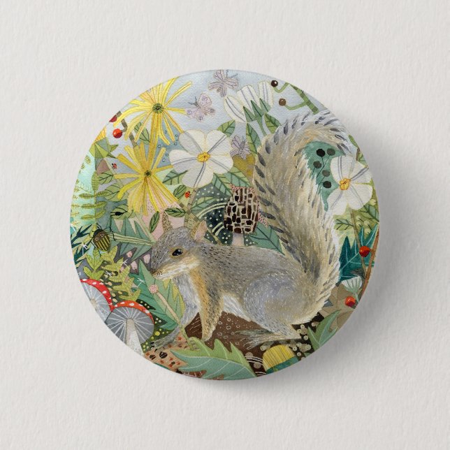Badge Rond 5 Cm Bouton écureuil gris (Devant)