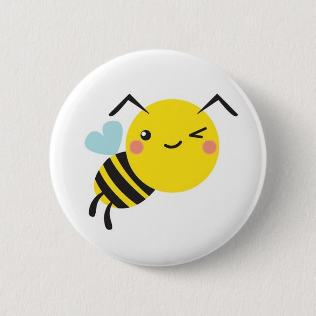 Badge Rond 5 Cm bouton effronté d'abeille (Devant)