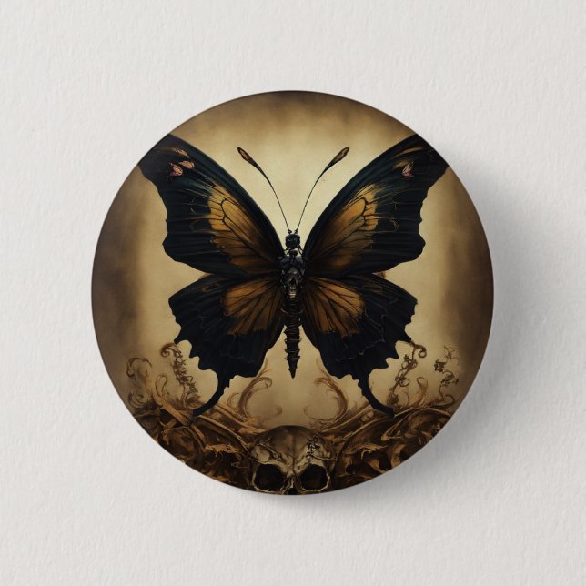 Badge Rond 5 Cm Bouton élégant Papillon d'impression élégant Bouto (Devant)