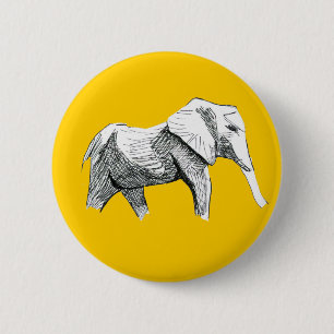 Badge Rond 5 Cm Bouton Eléphant