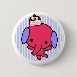 Badge Rond 5 Cm Bouton - éléphant de gâteau - rayures bleues