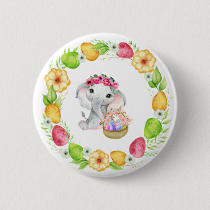 Badge Rond 5 Cm Bouton Eléphant de Pâques