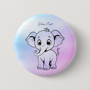 Badge Rond 5 Cm Bouton Eléphant mou