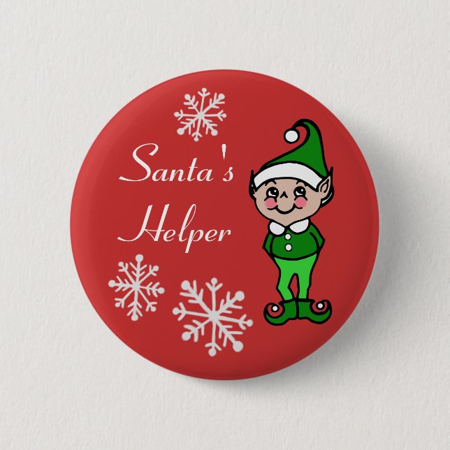 Badge Rond 5 Cm Bouton Elf de Noël rétro (Devant)