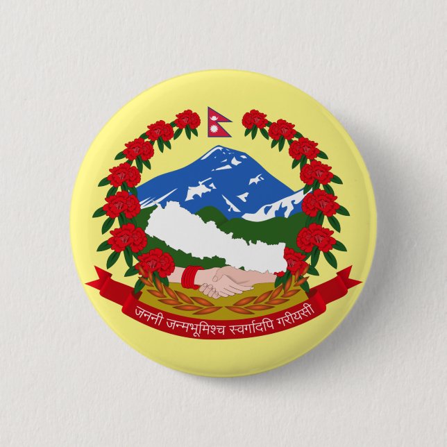 Badge Rond 5 Cm Bouton Emblème du Népal (Devant)
