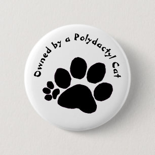 Badge Rond 5 Cm Bouton - Empreinte de patte Polydactyl