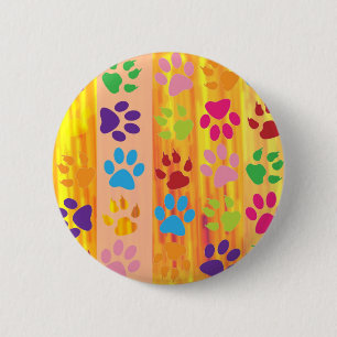 Badge Rond 5 Cm Bouton Empreintes de pattes