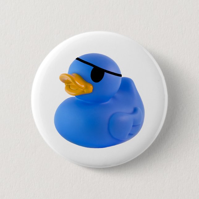 Badge Rond 5 Cm Bouton en caoutchouc de canard de pirate bleu (Devant)