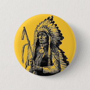 Badge Rond 5 Cm Bouton en chef indien