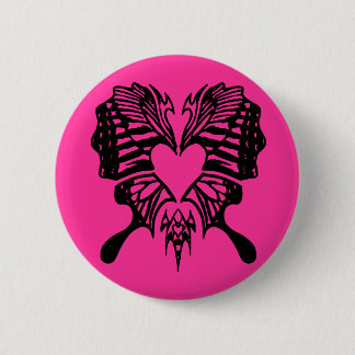Badge Rond 5 Cm Bouton en forme de coeur de papillon