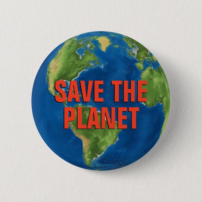 Badge Rond 5 Cm Bouton Enregistrer La Planète™ (Devant)
