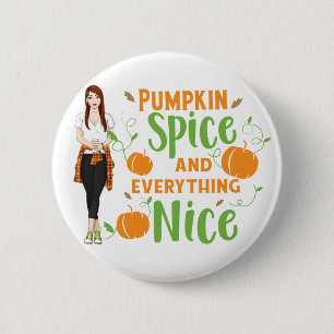 Badge Rond 5 Cm Bouton épice Citrouille fille