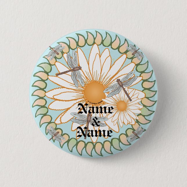 Badge Rond 5 Cm Bouton épingle de la marguerite blanche (Devant)