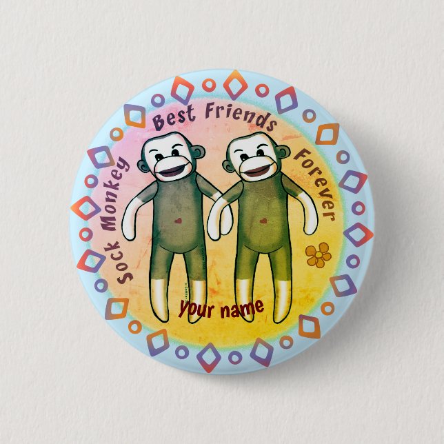 Badge Rond 5 Cm Bouton épingle des Amis de singe (Devant)