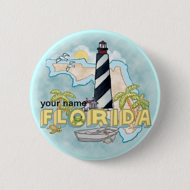 Badge Rond 5 Cm Bouton épingle du phare de Floride (Devant)