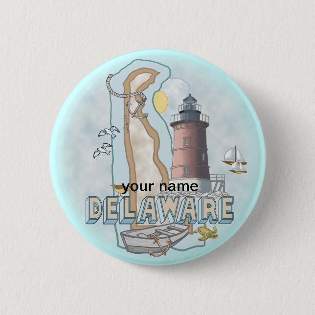 Badge Rond 5 Cm Bouton épingle du phare Delaware (Devant)