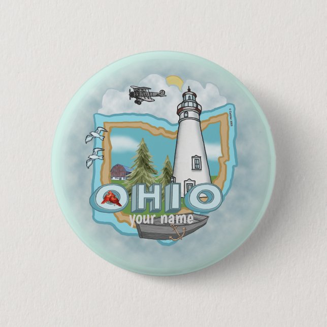 Badge Rond 5 Cm Bouton épingle du phare d'Ohio (Devant)