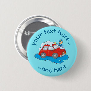 Badge Rond 5 Cm Bouton épinglé homme lavant une voiture