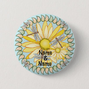 Badge Rond 5 Cm Bouton épingle marguerite jaune