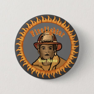 Badge Rond 5 Cm Bouton épinglette Black Firefighter