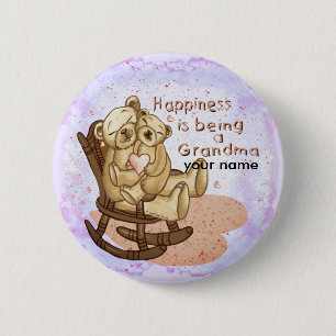 Badge Rond 5 Cm Bouton épinglette de la grand-mère du bonheur