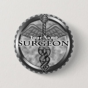 Badge Rond 5 Cm Bouton épinglette du chirurgien argenté