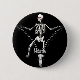 Badge Rond 5 Cm Bouton épinglette Zipper Skeleton