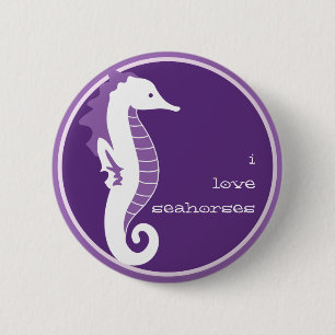 Badge Rond 5 Cm Bouton espiègle d'hippocampe - pourpre